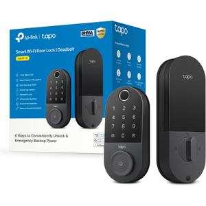 TP-Link Tapo Smart Door Lock, Deadbolt | Keyless Entry, Fingerprint Recognition, Touchscreen Keypad & in-App Monitoring with Scheduled Access | 1-Year Rechargeable Battery | BHMA Grade 2 | Tapo DL110