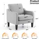 VINGLI Accent Chairs for Living Room Mid Century Modern Chair Sofa Chair Upholstered Arm Chair with Scooped Arms for Bedroom, Apartment, Office, Studio, Waiting Room, Play Room