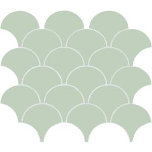 6-Sheet Baby Blue Fish Scale Peel and Stick Backsplash Tile, Faux Ceramic Matte Self Adhesive Stick on Wall Tiles for Kitchen and Bathroom (11.8" x 10.5")