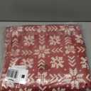 jinchan Knit Look Round Christmas Rug for Entryway Bedroom 4ft Red Holiday Rug for Living Room Snowflake Printed 4' Xmas Decor Washable Indoor Carpet for Foyer Non-Slip Ivory on Red