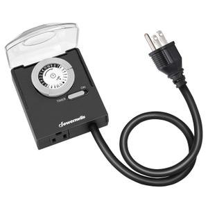 DEWENWILS 24-Hour Mechanical Light Timer with 2ft Long Cord, Waterproof Electrical Timer with Grounded Outlet, Plug in Timer Switch for Halloween Lights, 15A, 1/2 HP, UL Listed DEWENWILS 24-Hour Mechanical Light Timer with 2ft Long Cord, Waterproof Electrical Timer with Grounded Outlet, Plug in Timer Switch for Halloween Lights, 15A, 1/2 HP, UL Listed