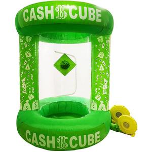 Inflatable Cash Cube Booth with 2pcs Blower Inflatable Cube Cash Grab Machine Inflatable Three-Dimensional Money Grab Booth Machine Fast Inflatable Cash Grab Game Activity (Green)