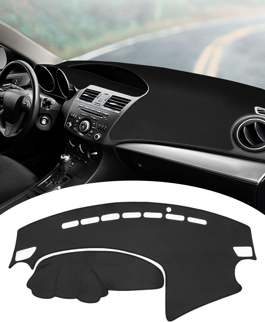FIILINES Dash Cover Fit for Mazda 3 2010-2013 Accessories Dashboard Mat Cover for Mazda 3 Accessories Dash Mat Sunshade Nonslip Mesh Protector No Glare Black