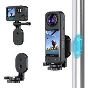 JJC Magnetic Mount Stand for Insta360 X5 X4 X3 Go 3s, DJI Osmo Pocket 3 Osmo Action 5 Pro/4/3, Gopro Hero 13 12, Insta 360 ACE, Strong Magnet Base Holder with 1/4 Screw, Action Camera Vlog Accessories