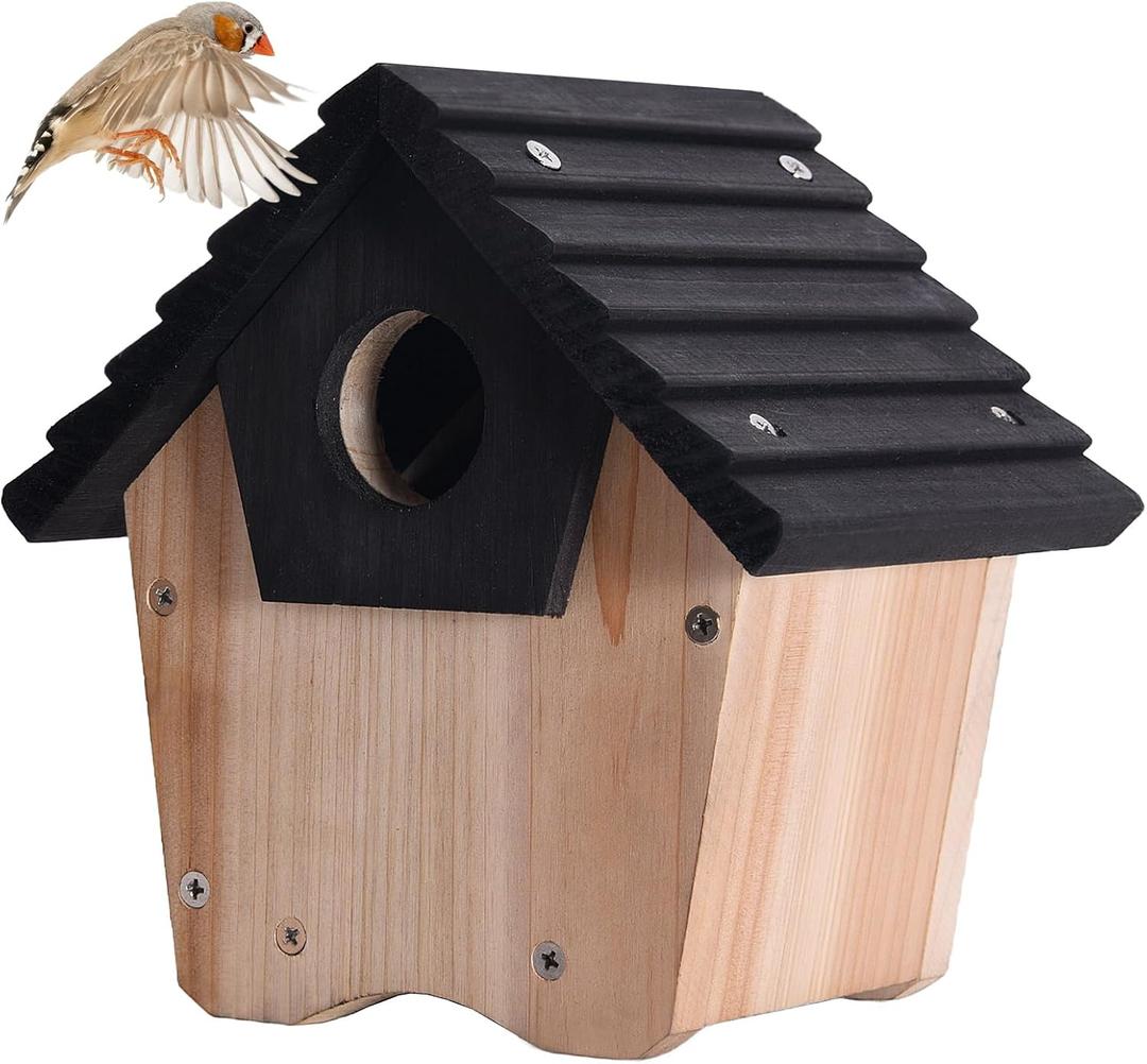 Wooden Bluebird House,Hanging Birdhouses for Outside with Predator Guard,Outdoor Wild Bird Box House,Nesting Box Birdhouse for Outside for Garden/Backyard/Courtyard Bird Products