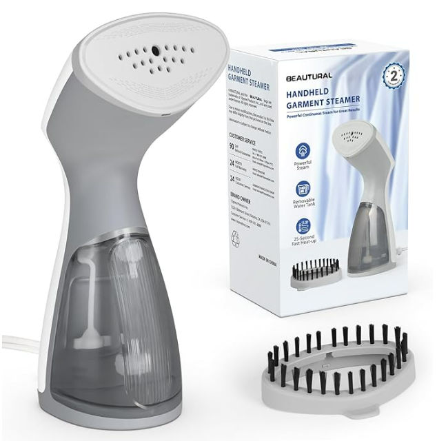 BEAUTURAL Steamer for Clothes, Travel Handheld Clothing Steamer for Garments, 25-Second Fast Heat-up, Portable and Compact Design, Removes Wrinkles from Fabrics (Only for 120V)