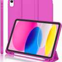 iMieet iPad (A16) Case 11th Gen/iPad 10th Generation Case [11-Inch 2025/10.9 Inch 2022] with Pencil Holder, Trifold Stand Smart Cover with Soft TPU Back,Auto Wake/Sleep(Deep Pink)