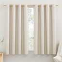 NICETOWN 100% Absolutely Blackout Linen Curtains with Thermal Insulated White Liner, Beige, 52" Wide by 45" Long, 2 Pieces, Anti-Rust Grommet Natural Burlap Fabric Window Drapes for Bedroom/Kids Room