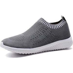 TIOSEBON Women's Athletic Walking Shoes Slip On Casual Mesh-Comfortable Tennis Workout Sneakers (6 Wide, 6701 Deep Gray)