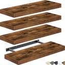 QEEIG Floating Shelves for Wall Bathroom Shelf Bedroom Kitchen Living Room Farmhouse Small Book Shelf 16 inch Set of 4, Brown (015-BN4)