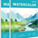 Hapikalor 11"x14" Watercolor Paper Pad, 2-Pack, 140lb/300gsm Artist Painting Drawing Paper Book, Art Supplies for Adults Kids, Watercolors, Watercolor Paint Set, Sketchbook, Journal, Teal