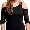 Sleevey Wonders Womens 3/4 Length Slip-On Mesh Sleeves  Sheer Reversible Arm Cover Up, Cooling Shrug Bolero for Dresses (Large, Black)