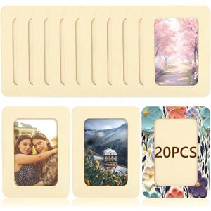20 PCS Wooden Picture Frames for Crafts DIY Wood Picture Frames Unfinished Solid Wood Photo Picture Frames for 4 x 6 In Photos Standing Wooden Photo Frames for DIY Crafts Painting Arts Projects