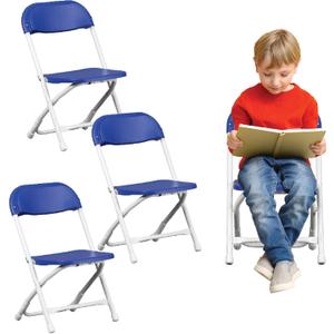 TentandTable Kids Folding Plastic Chair with Metal Frame, Lightweight Stackable Toddler Chairs for Classroom Table Desk Parties Events Weddings and Home Use, Blue Pack of 4 Chairs