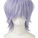 Short Purple Wig Cosplay Costume Wig Anime Halloween Wig (silvery White),9.92 x 7.83 x 1.89 in