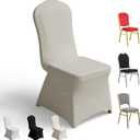 100 PCS Banquet Chair Covers for Wedding Universal Polyester Spandex Chair Cover Stretch Slipcovers for Party Dining Flat-Front Chair (Ivory)