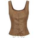 American Trends Women Pirate Renaissance Corset Vest Cosplay Costume Waistcoat Halloween Steampunk Gothic Medieval Bodice Brown XL