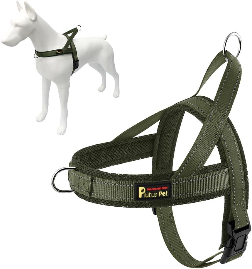 Plutus Pet No Pull Dog Harness with Breathable Mesh Padded, Adjustable Reflective Escape Proof Dog Harness, Quick Fit Dog Vest Harness for Small Medium Large Dogs(XL, Ranger Green) (XL: chest 29.5"-39.4")