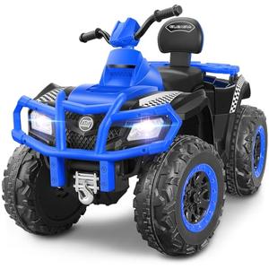 ELEMARA 2 Seater Ride on ATV for Big Kids, 12V 4 Wheeler for Kids Quad with 10AH Battery, 4mph Max Speed,Bluetooth, LED Lights, Radio, Toddler Ride on 4 Wheeler Electric Car for Boy&Girls, Blue