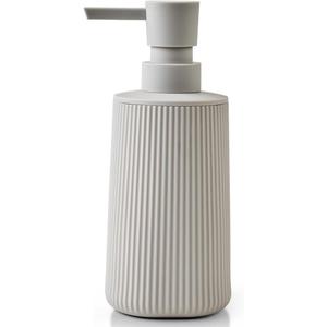 Small Soap Dispenser for Bathroom and Kitchen, Modern Farmhouse Striped Style Plastic Hand Soap Dish Soap Dispenser with Pump Matte Beige