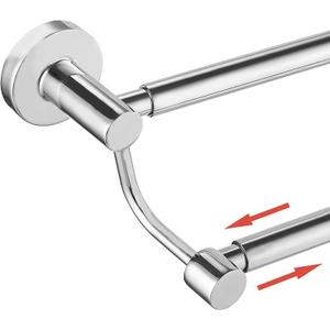 BESy Adjustable 16-26 Inches Double Bath Towel Bar for Bathroom SUS304 Stainless Steel Towel Holder, Hotel Style Wall Mount with Screws Hand Towel Bar Towel Rack Rod Hanger, Polished Chrome Finish