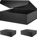 PACKHOME 17x14.5x5.5 Inches, 3 Extra Large Gift Boxes with Lids, Magnetic Closure Boxes for Clothes and Large Gifts (Matte Black with Grain Texture)