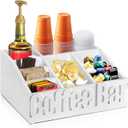 Coffee Bar Organizer for Accessories, Wood Station for Countertop, Farmhouse Pod Holders, White Condiment Organizer for Decor