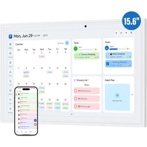 15.6 Inch Smart Electronic Digital Calendar, Wall Touch Screen& Chore Chart Electronic Family Calendar & Smart Chore Chart, Digital Wall Calendar for Family Planner Task Organizer (White)
