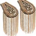 2 Pcs Gold Epaulets,Sequined Tassel Epaulets Punk Epaulettes Shoulder Pads for Women Men Jackets Suit Uniforms Cosplay