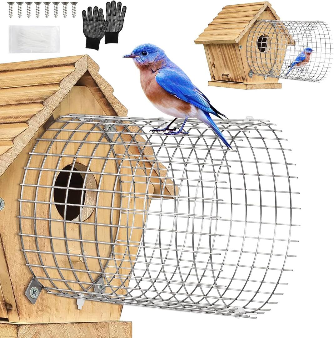 2Pcs Bluebird House Protector Guards, Stainless Bird House Entrance,Designed for The Secure of Eastern Bluebird Homes and Their Chicks (Round)
