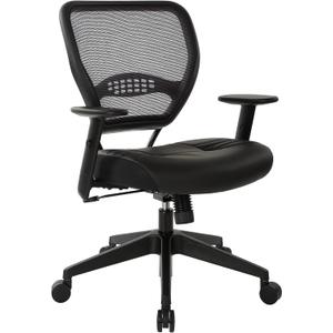 Space Seating 57 Series Professional Dark Air Grid Back Manager's Adjustable Office Chair with Built-in Lumbar Support and Padded Seat, Black Bonded Leather
