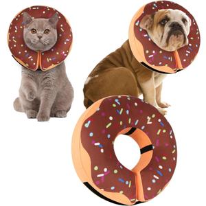 Recovery Donut Collar for Dogs & Cat,Inflatable Dog Cone Collar Alternative After Surgery,Soft Dog Cone for Large Medium Small Pet, Adjustable Pet Neck Donut (M, Neck 8"-11", Brown)