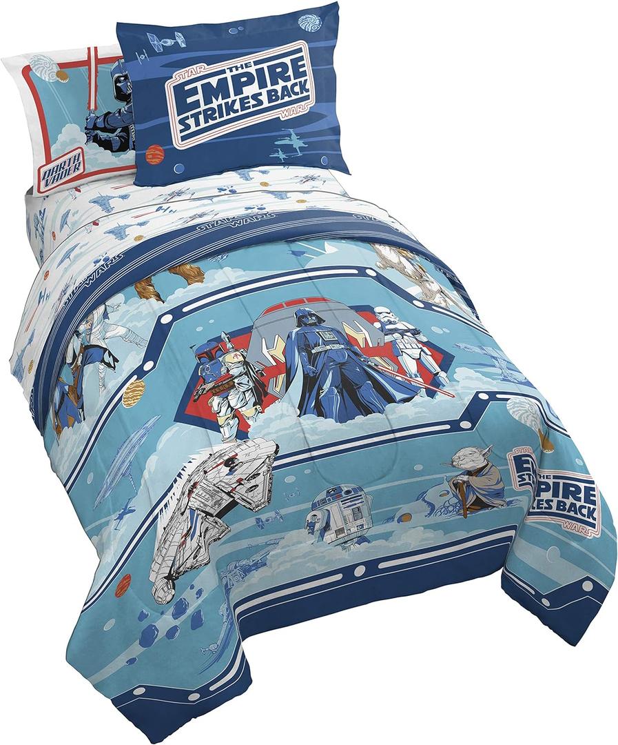 Jay Franco Star Wars Empire Strikes Back 4 Piece Full Bed Set - Includes Reversible Comforter & Sheet Set - Super Soft Fade Resistant Microfiber