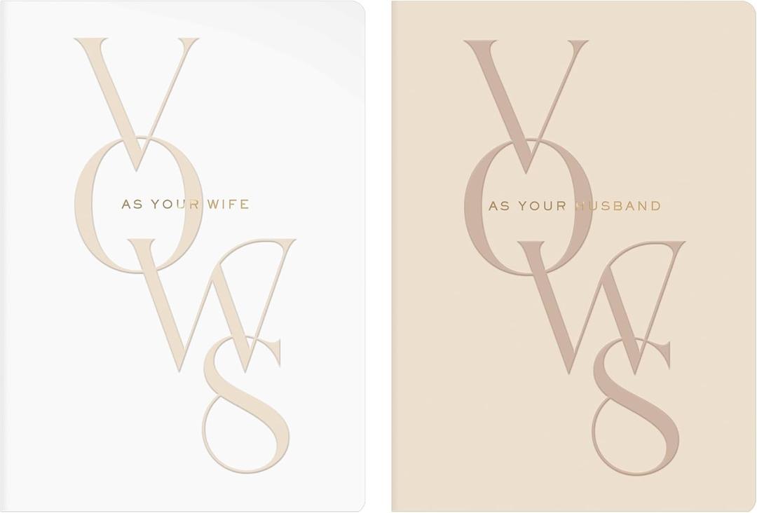 Fringe Studio Cotton Textured Paper Covers Mini Saddle Stitch Vow Books Set of 2, "VOWS AS YOURS", Approx. 4.25 w x 6.25 h, 72 Pg, Wedding Collection (982901)