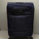 DELSEY PARIS Helium DLX Softside Expandable Luggage with Spinner Wheels, Navy Blue, Checked-Medium 25 Inch