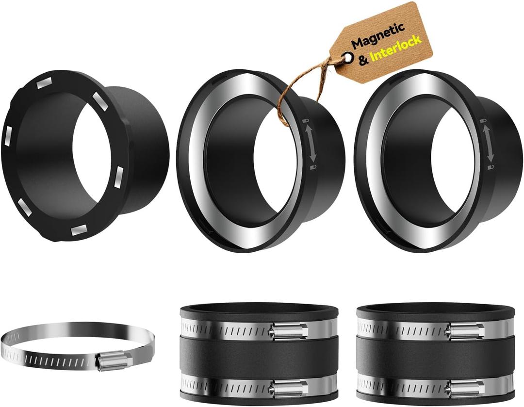 Magnetic Dust Collection Fittings for 4" Woodwork Shop Vacuums Dust Hose, One-to-Multi Quickly Connect and Interlock Dust Collector System w/1PK Mag Port Connector+2Set 4"Coupler