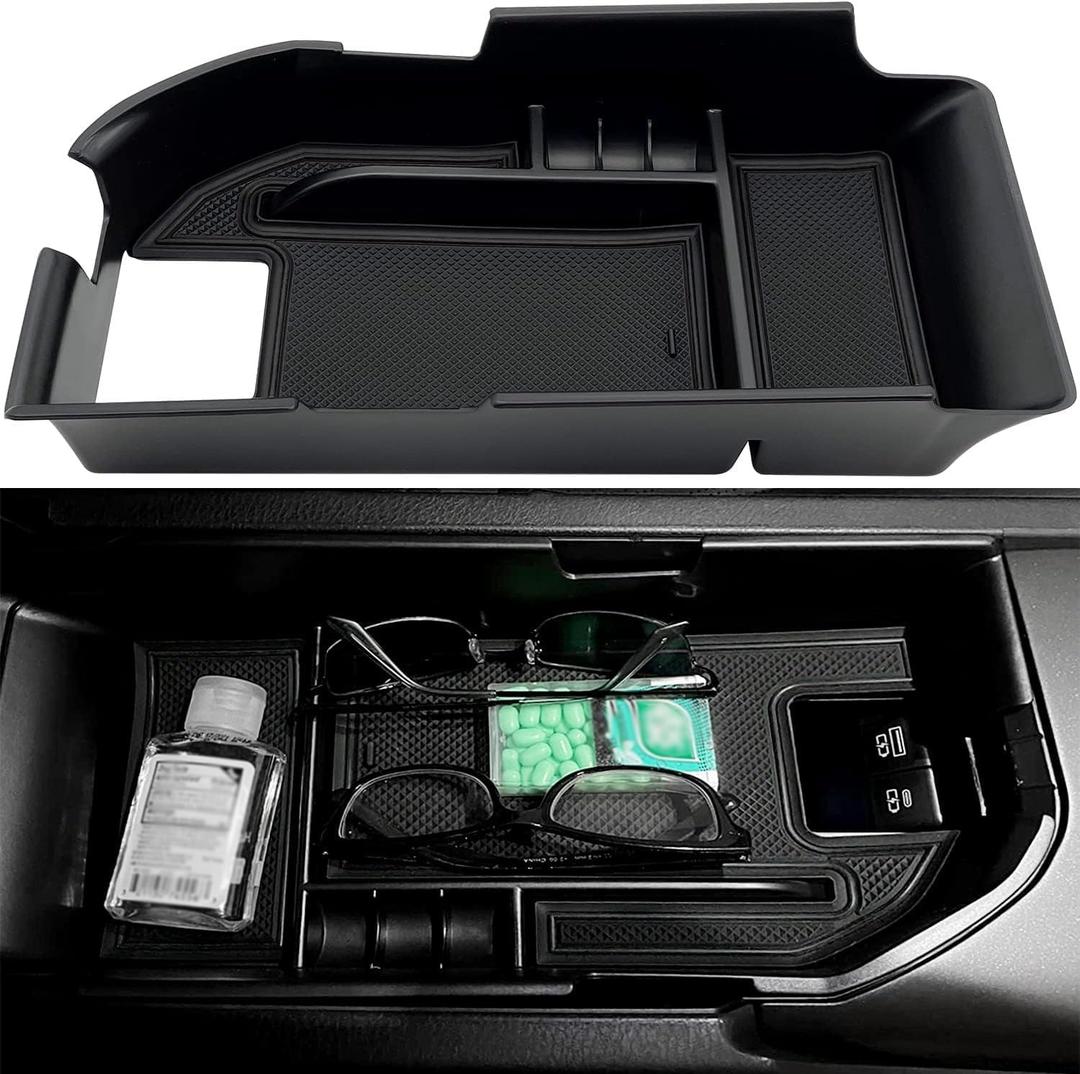 EVTIME Compatible with Camry XLE or XSE 2018-2021 2022 2023 2024 & Camry LE SE 2020-2023 2024 Center Console Organizer Tray Accessories, Fit Dual USB Portsnot for 9th 2024 2025 Camry (Black)