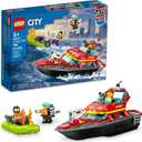 LEGO City Fire Rescue Boat - Toy Floats on Water, with Jetpack, Dinghy and 3 Minifigures - Everyday Hero Toys for Kids - Boys and Girls Ages 5+ - 60373