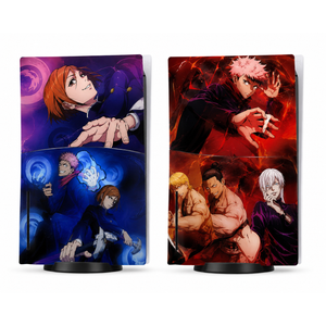 Console PS5 Cover Skin Anime Style - Red/Blue Design PS5 Skin Cover for Disc Version, PlayStation 5 Skins for Console and Controller, Easy to Install - Scratch- and Fade-Resistant PlayStation 5 Cover