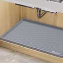 BALEINE 28''×22'' Under Sink Mat, Waterproof Food Grade Silicone Undersink Mat, Cabinet Shelf Drip Tray, Under Sink Liner for Kitchen, Bathroom (Charcoal)