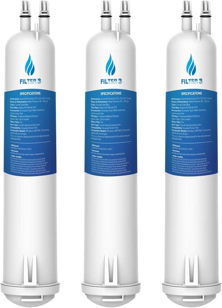 EDR3RXD1 Replacement Compatible with Filter 3, EDR3RXD1B, 4396841, 4396710, 46-9083, 46-9030, RW004 Refrigerator Water Filter 3 Pack