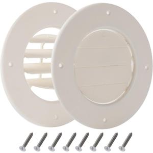 (2-Pack 6.5" RV Ceiling Vent Covers for Inside Camper, RV AC Vent Cover Replacement, Fits 4-5/8" Ducts, Rotatable Slats for Directional Airflow, White