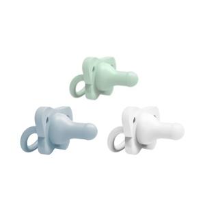 Dr. Brown's HappyPaci 100% Silicone Baby Pacifier, Contoured One-Piece Design, Gray, Green, Light Blue, 0-6m, BPA-Free, 3 Pack