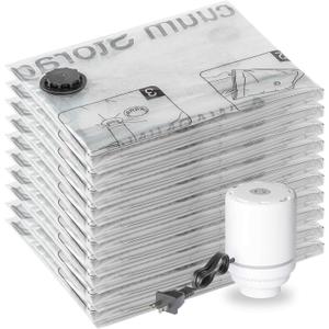 SUOCO 10 Jumbo Vacuum Storage Bags with Electric Pump, Travel Clothes Space Saver Bags, Compression Airtight Seal Bags for Clothing, Pillows, Comforters, Blankets