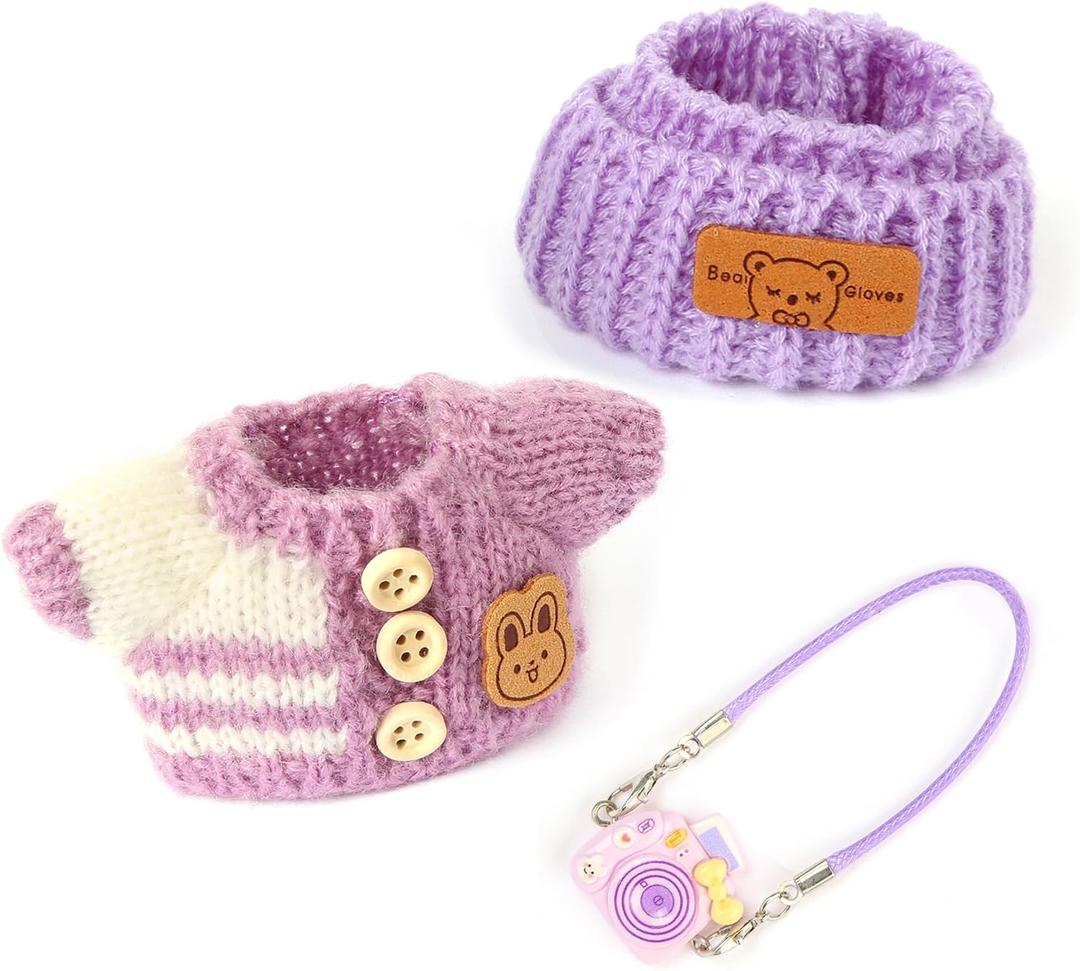 Labubu Clothes for Doll 17cm Dolls Clothes with Accessories Kawaii Outfit Set Purple (NO Doll)