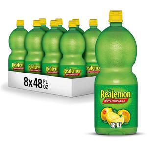 ReaLemon 100% Lemon Juice, 48 fl oz bottle (Pack of 8), Made with Lemon Juice from Concentrate, Gluten-Free, Sodium Free, Perfect Mixer to add to Cocktails and Marinades BBD: 09-26-26