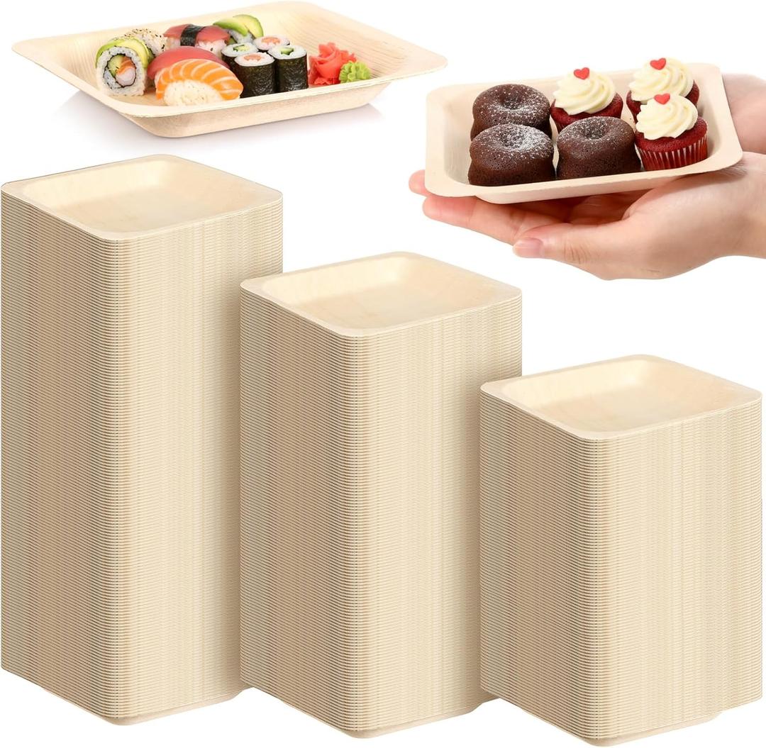 100 Pcs Disposable 6" Square Palm Bowls Palm Leaf Bowls Bamboo Disposable Plates Square Wood Plates for Birthday Party, Wedding Events, Appetizer, Dessert, Catering and Home Use