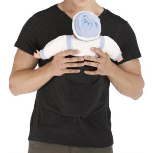 Men's Baby Carrier Soothe V Neck Short Sleeve Kangaroo T Shirt (Medium, Black)