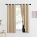 NICETOWN Bedroom Full Blackout Curtain Panel for Shack, Super Thick Insulated Window Cover, Complete Blackout Drapery with Black Liner for Small Window(Biscotti Beige, 1 PC, 37 by 63-inch)