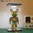 NONEMEY Clear Acrylic Display Case with Remote Control Light for Bearbrick, Dustproof Model Showcase Organizer Box, Display Case for Collectibles Bearbrick (9.8×7.9×16.5inch,25×20×42cm)